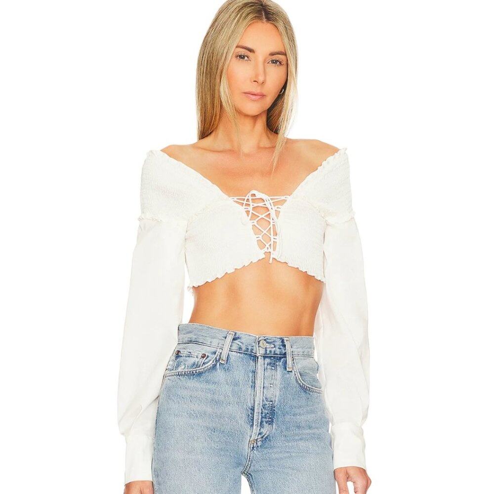 Camila Coelho Carrie Top in White NWOT Size Small